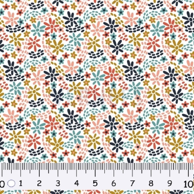 French Terry | Colourful Flowers | Blumenwiese | weiß